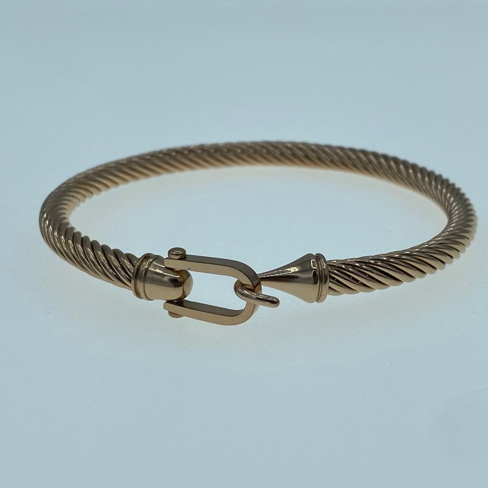 Solid 18K Rose Gold Filled Cable Twist 5MM Bangle!